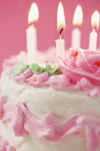 Birthday Cake With Lit Candles