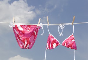 Floral Bikini on Clothesline --- Image by © Royalty-Free/Corbis